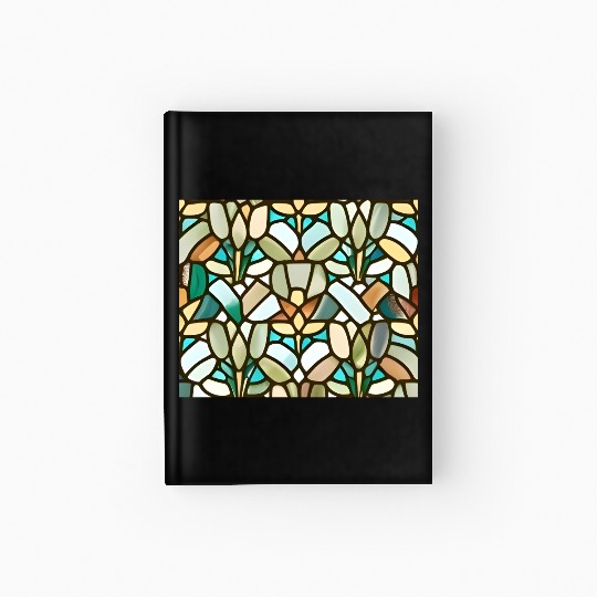 Abstract Floral Stained Glass Pattern - Art Deco Hardcover Journal