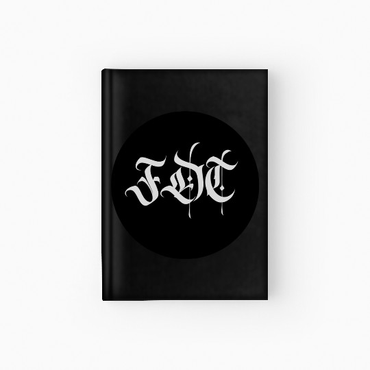 Ornate Gothic Lettering FDT in Light Grey on Black Hardcover Journal