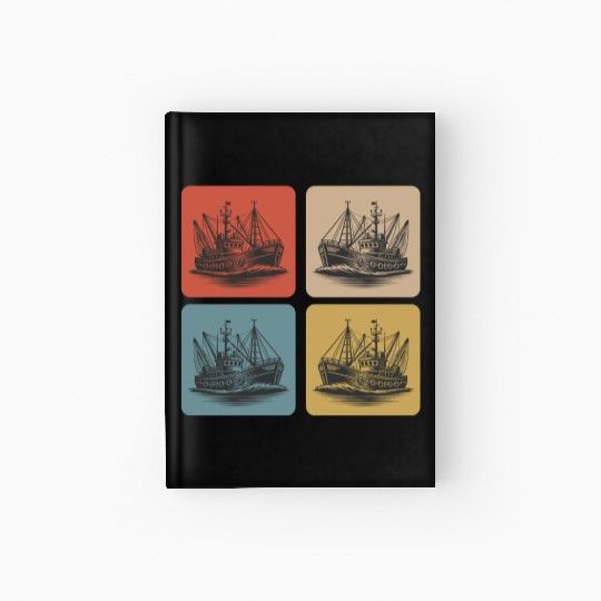 Vintage fishing boat - Maritime Nostalgia Hardcover Journal
