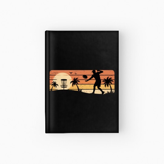 Retro Sunset Frisbee Golf Player Disc Golf Hardcover Journal