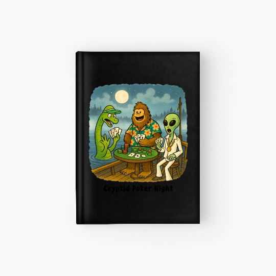 Bigfoot, Nessie and an Alien Play Poker - Cryptid Hardcover Journal