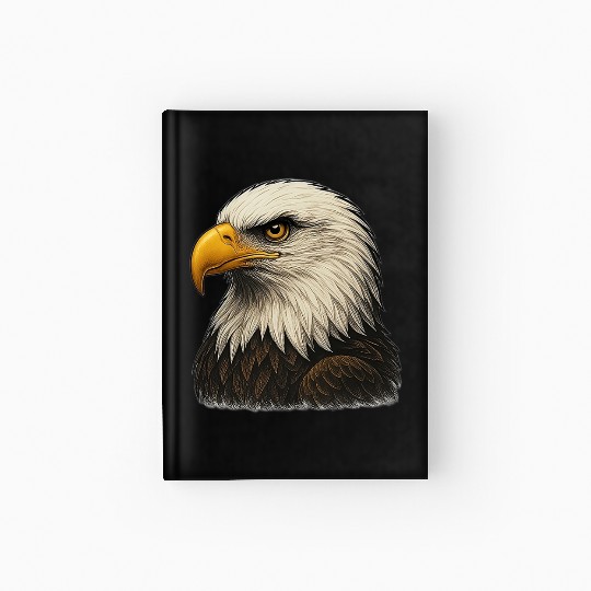 Majestic Bald Eagle Head Illustration Hardcover Journal