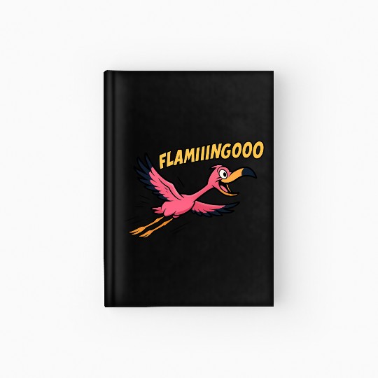 FLAMIIINGOOO – Funny Cartoon Flamingo in Flight De Hardcover Journal