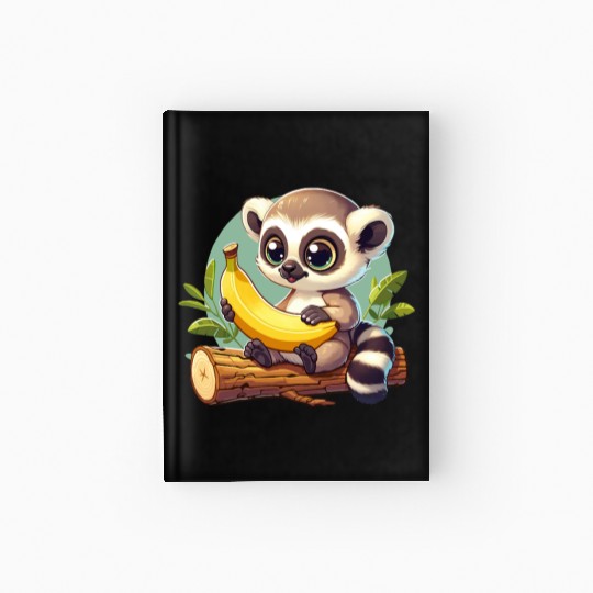 Raccoon with a banana Hardcover Journal