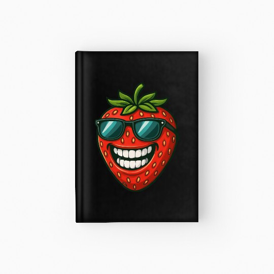 Cool strawberries with sunglasses summer fruit fun Hardcover Journal