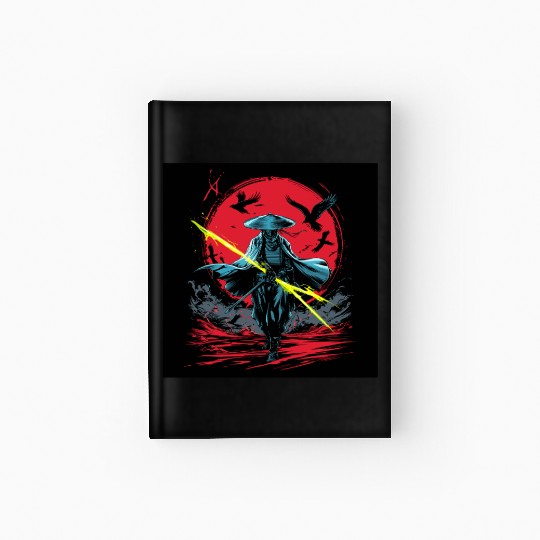 Epic Warrior in Red Moonlight with Lightning Hardcover Journal