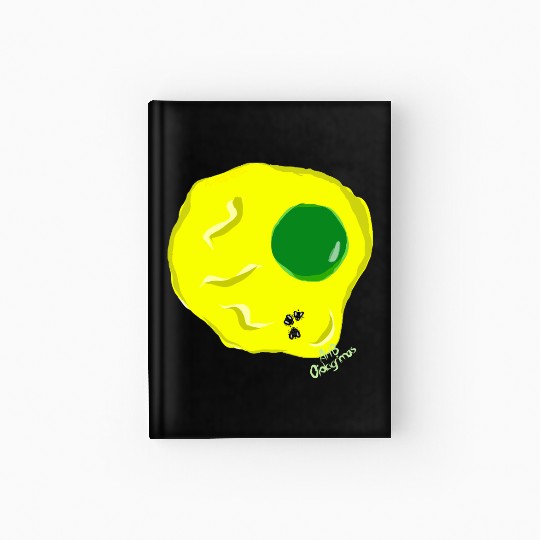 Yellow and green fried egg and flies Hardcover Journal