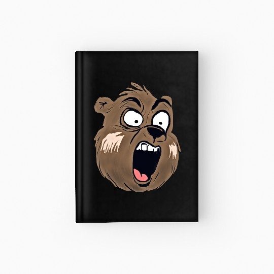 Screaming Bear Face Funny Angry Animal Cartoon Hardcover Journal