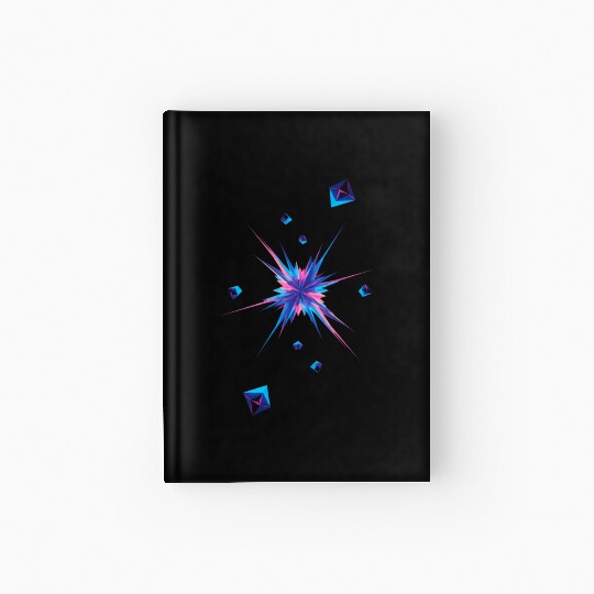 Vibrant Geometric Explosion in Neon Colors Hardcover Journal