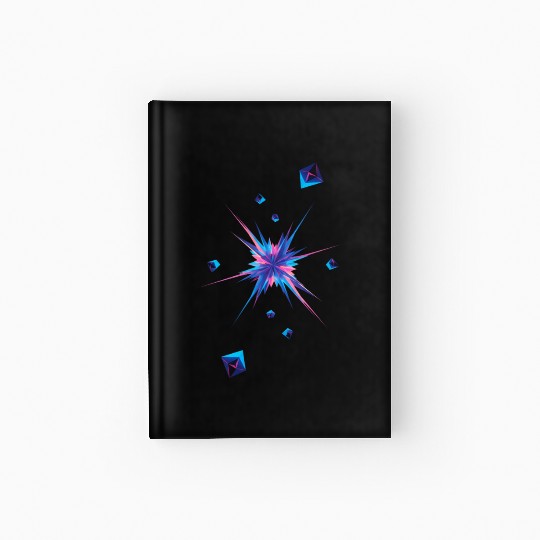 Vibrant Geometric Explosion in Neon Colors Hardcover Journal