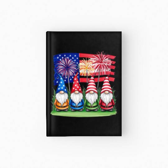 Patriotic Gnomes Fireworks American Flag Hardcover Journal