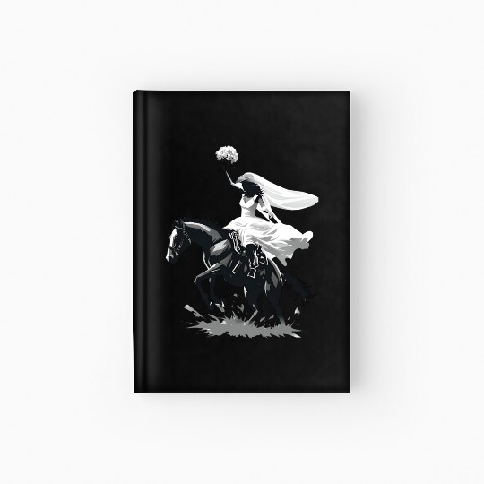 Western Cowgirl Bride on Bucking Horse – Grayscale Hardcover Journal