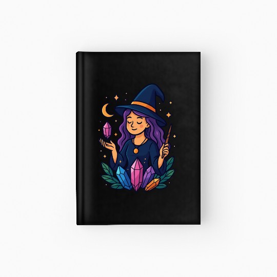 Mystical Crystal Witch Illustration Hardcover Journal