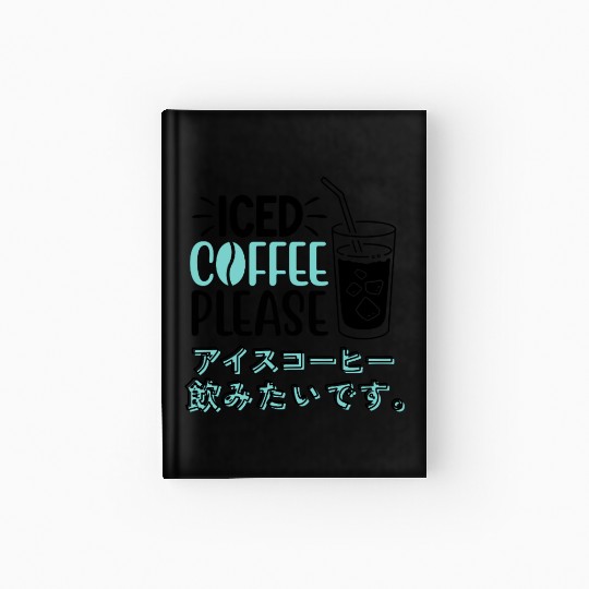 Minimal Iced Coffee Please Mint Hardcover Journal