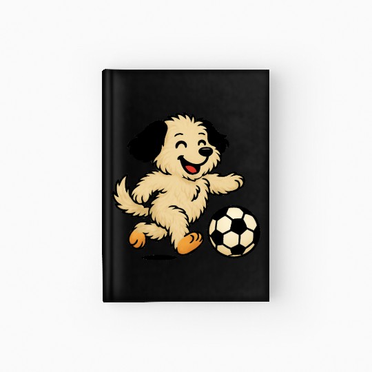 Puppy playing Soccer Hardcover Journal
