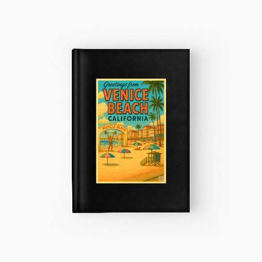 Venice Beach Vintage Postcard Hardcover Journal