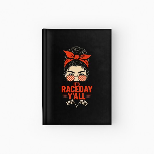 Retro Race Day Vibes for Women with Sunglasses Hardcover Journal