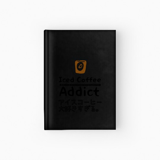 Iced Coffee Addict Black Hardcover Journal