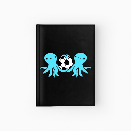 2 octopus team friends playing soccer ball sport Hardcover Journal