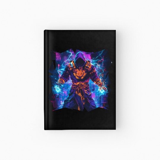 Bright Magician With Energy Aura In Neon Colors Hardcover Journal