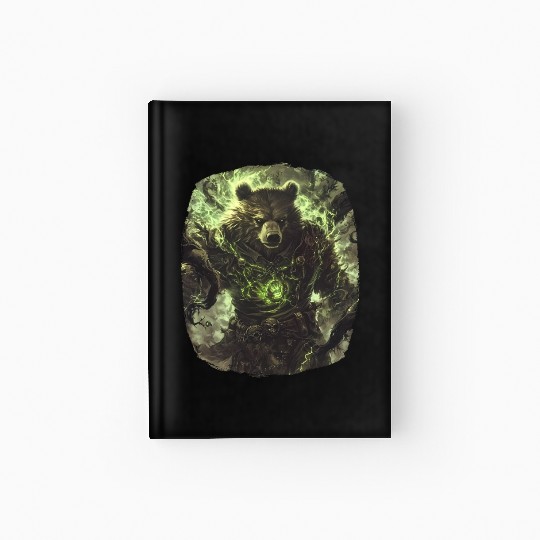 Grim Bearing Spirit With Green Natural Energy Hardcover Journal
