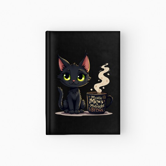 Mystic Mews & Midnight Brews - Black Cat & Magic Hardcover Journal