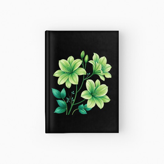 Green Lilies Floral Design Hardcover Journal