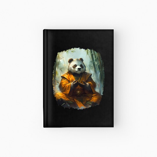 Meditating Panda In The Zen Bamboo Forest Hardcover Journal