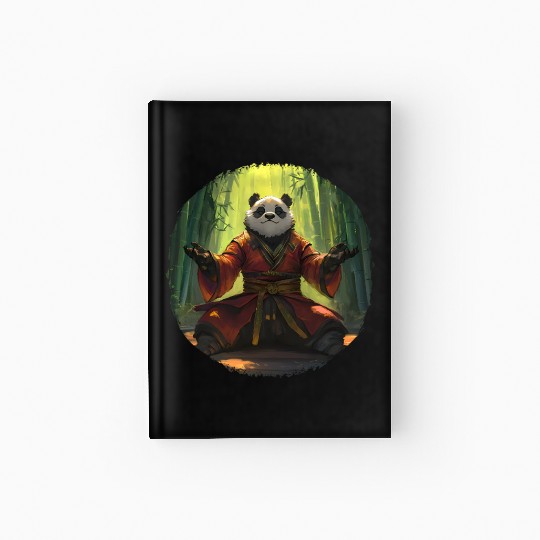 Meditating Panda In Bamboo Forest With Zen Energy Hardcover Journal