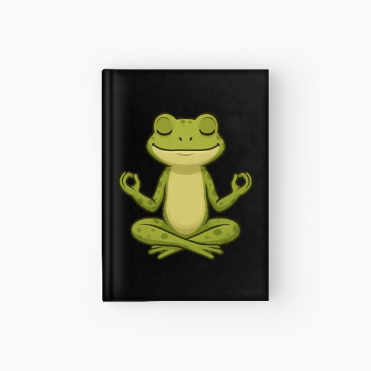 Cute frog yoga meditation relaxation cartoon Hardcover Journal