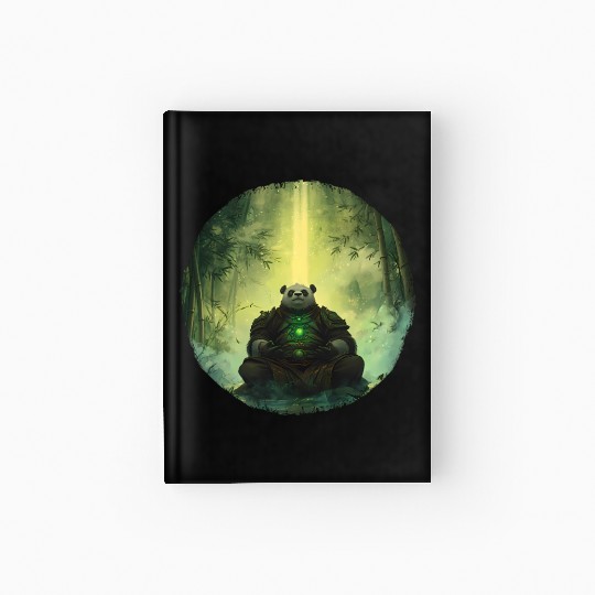 Meditating Panda Monk in a Glowing Bamboo Grove Hardcover Journal