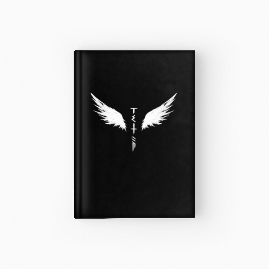 White Angel Wings Symbol with Futuristic Tribal Hardcover Journal