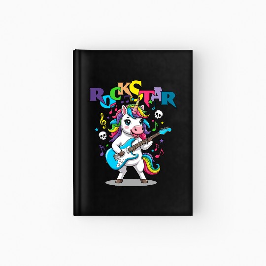 Rockstar Unicorn Playing Rainbow Guitar Hardcover Journal
