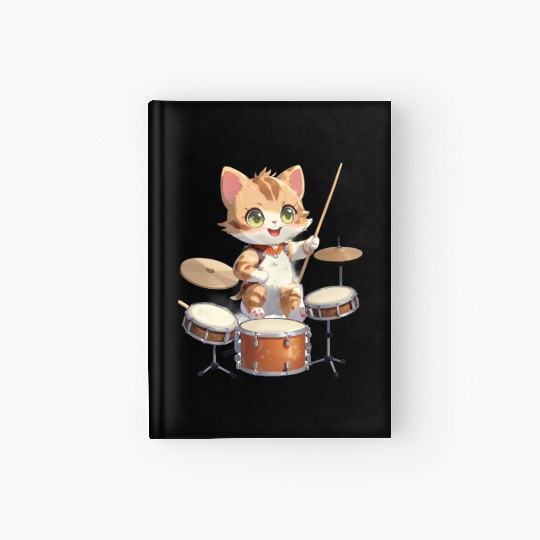 Cat Drummer Hardcover Journal