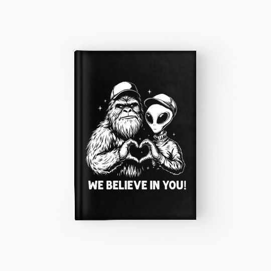 Alien Bigfoot Heart Hands Cryptid Funny Hardcover Journal