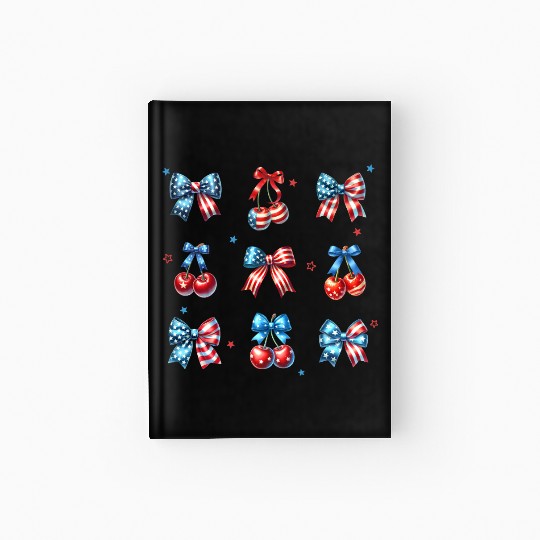 America Cherry Bow 4th of July Hardcover Journal