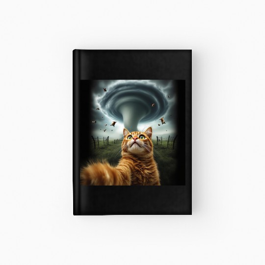 Funny Tornado Cat Selfie Flying Cow Meme Hardcover Journal