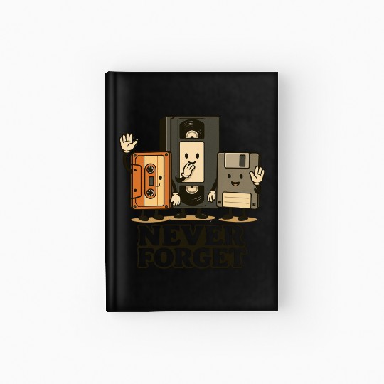 Retro Cassette Tape and Floppy Disk Design Hardcover Journal