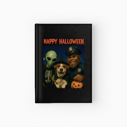 Bigfoot Alien Jack Russell Funny Halloween Trick Hardcover Journal