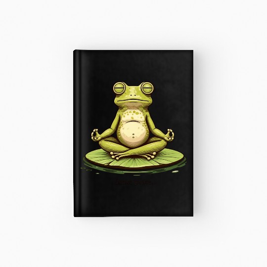 Funny Zen Frog Meditating on Lily Pad – Yoga Hardcover Journal