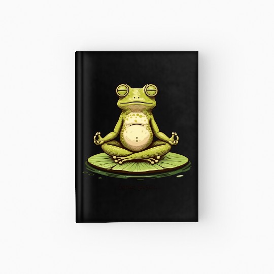 Funny Zen Frog Meditating on Lily Pad – Yoga Hardcover Journal