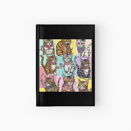 Psychedelic Cat Collage Hardcover Journal