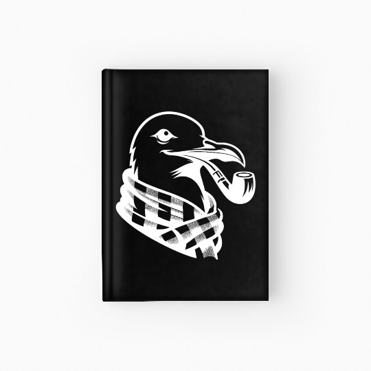 Nordic Seagull Art With Sailor Flair Hardcover Journal