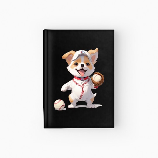 Dog Baseball Player Puppy Hardcover Journal