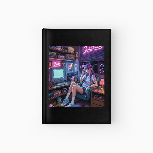 Y2K Gamer Girl Vibes – Retro Tech & Neon Room Aest Hardcover Journal