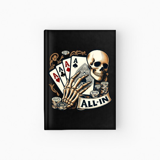 Casino Cards Gambling Skeleton Hand Gothic Hardcover Journal