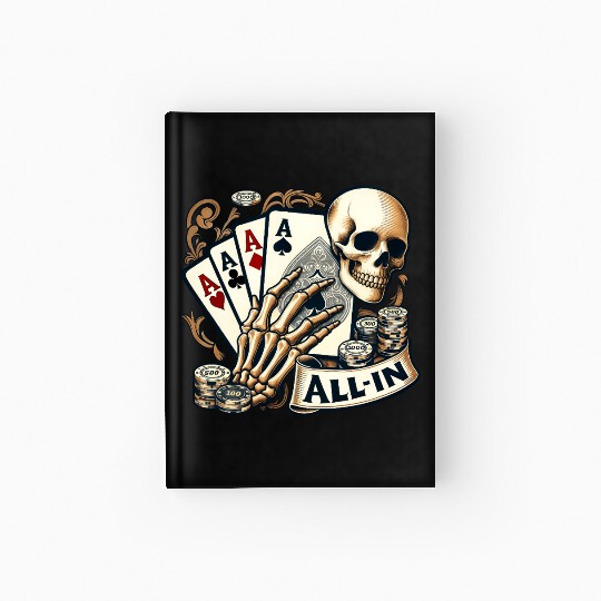 Casino Cards Gambling Skeleton Hand Gothic Hardcover Journal