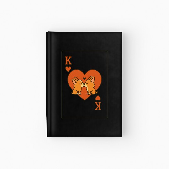 Du Du Corgi King of Hearts – Cute Poker Card Hardcover Journal