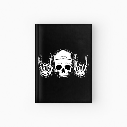 Skull Rock On Skeleton Hands Art Hardcover Journal