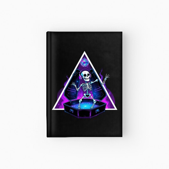 Neon Dancing Skeleton in Coffin Hardcover Journal